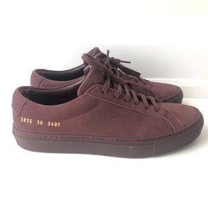 Common Projects Achilles Low Burgundy Sneakers Size 36